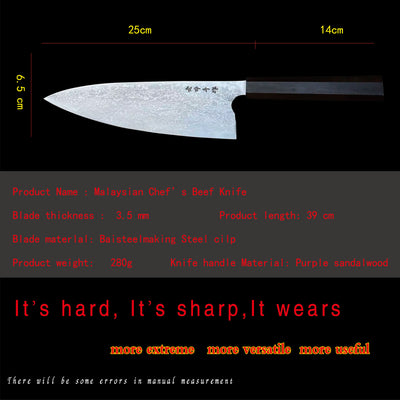 Handmade forging of a hundred steel chef's ox knife